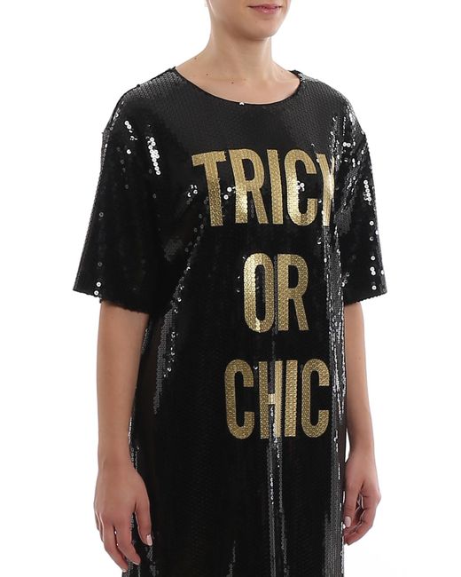 Moschino Black Trick Or Chic Sequin Short Dress