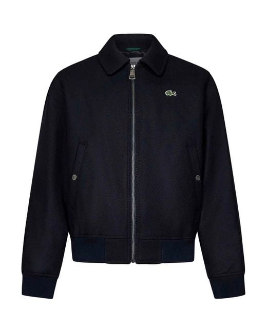 Lacoste Wool Blend Padded Aviator Jacket in Blue for Men | Lyst
