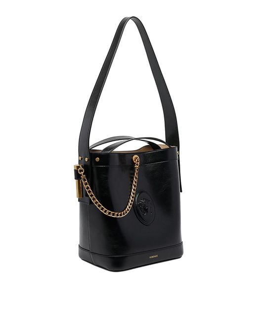 Versace Black Small Pivot Bucket Bag