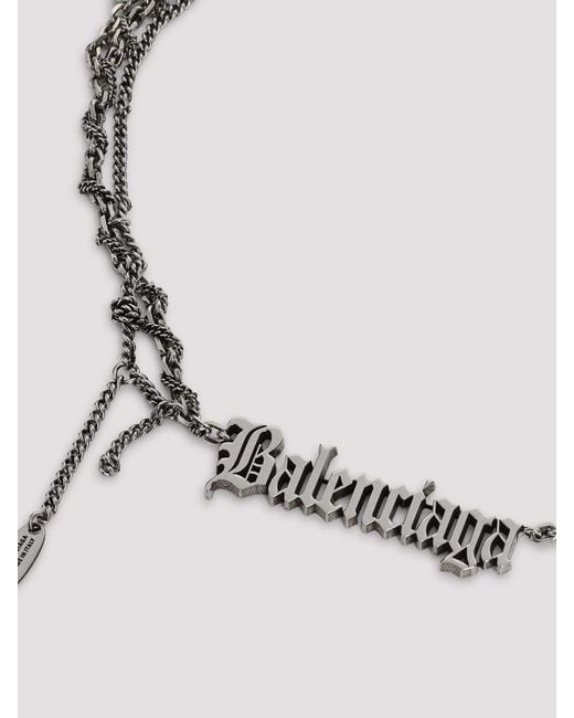 Balenciaga Metallic Typo Destroyed Necklace for men