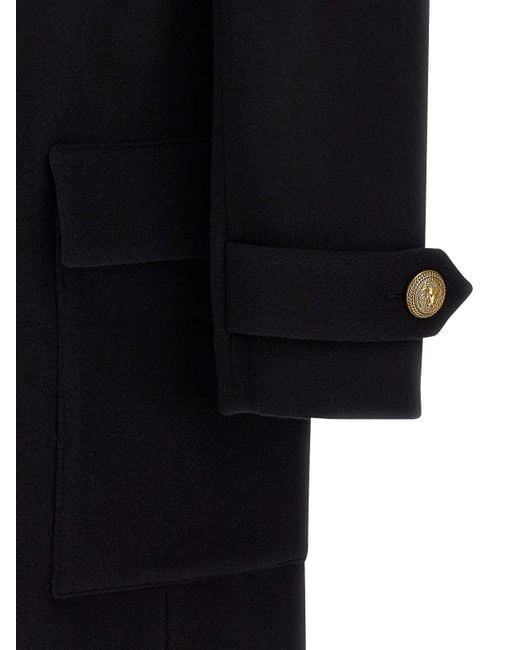Balmain Black Removable Plastron Coat for men