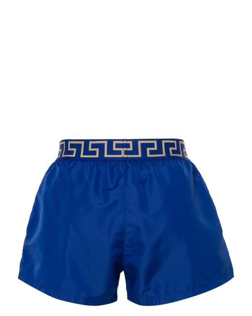 Versace Blue Swimsuit With Greca Pattern for men
