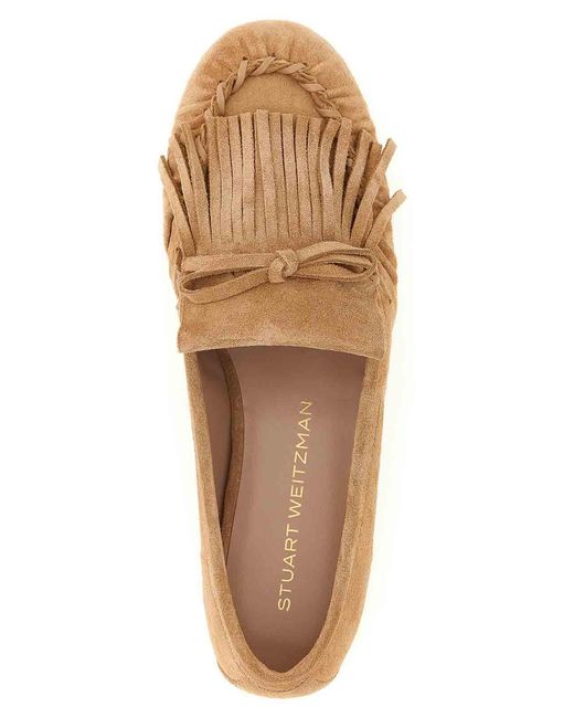 Stuart Weitzman Brown Britt Fringe Loafers