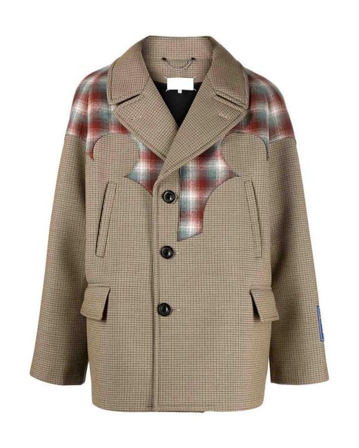 Maison Margiela Natural Pendleton Detail Wool Blend Caban Coat for men