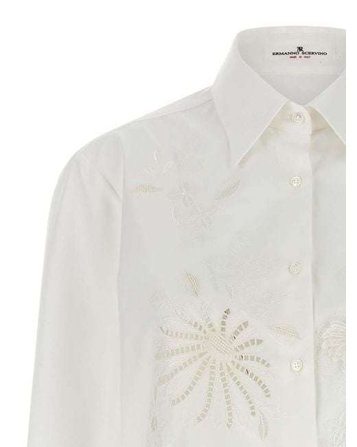 Ermanno Scervino White Embroidery Cotton Shirt