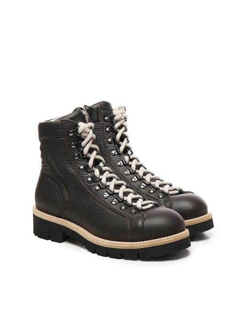 Eleventy Black Leather Boots for men