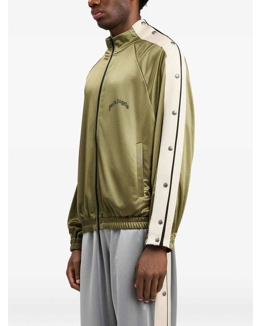 Palm Angels Green Snap-Button Side Bands Track Jacket for men