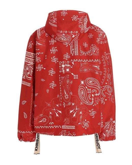Khrisjoy Red Windbreaker Bandana Hood Jacket for men