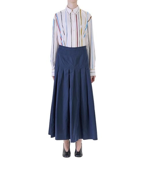 Paul Smith Blue Long Pleated Skirt