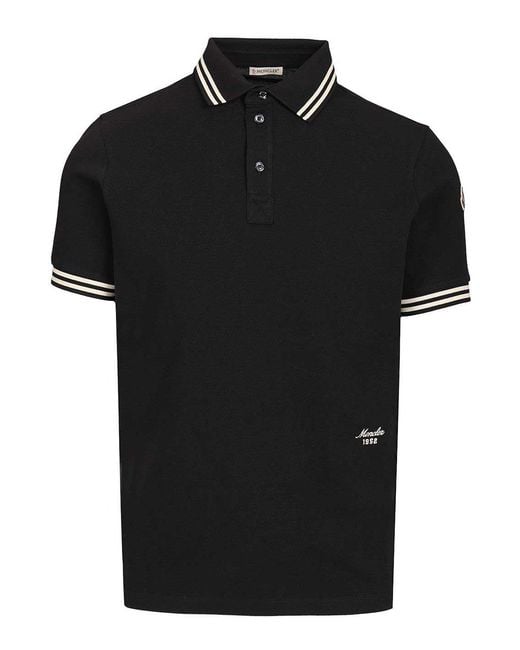 Moncler Black Piqu Polo Shirt for men