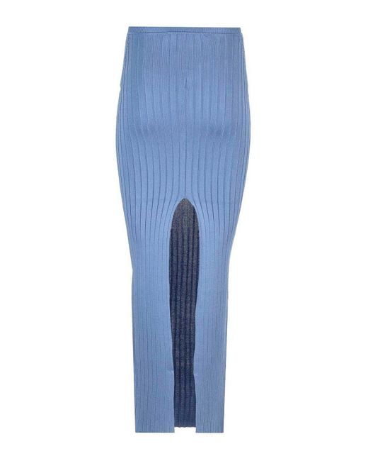Marni Blue Long Celestial Ribbed Skirt Skirts