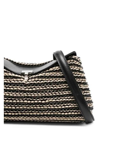 Totême Black T-Lock Leather Clutch Bag