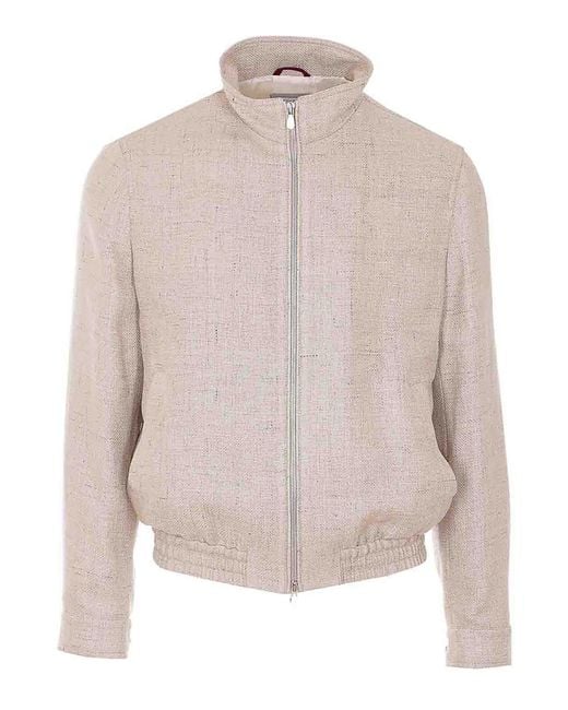 Brunello Cucinelli Pink Jacket With Frontal Zip Closure for men