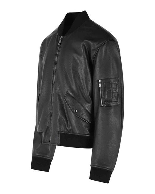 Dolce & Gabbana Black Leather Bomber Jacket for men