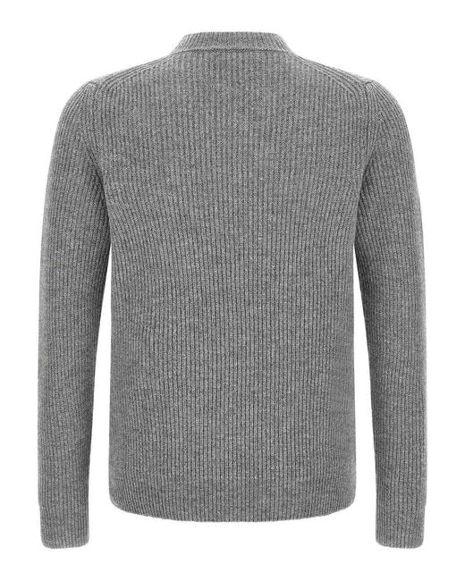 Zanone Gray Ribbed Sweater for men