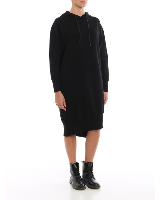 McQ Alexander McQueen Black Swallow Embroidery Knitted Dress