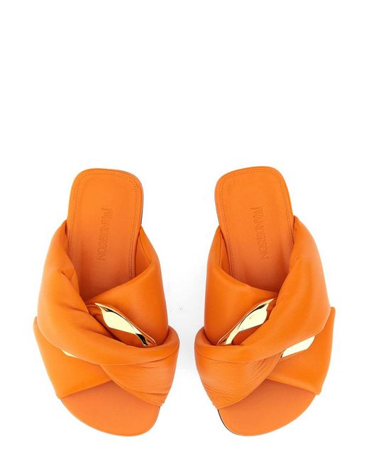 J.W. Anderson Orange Sandal Slide Chain Twist