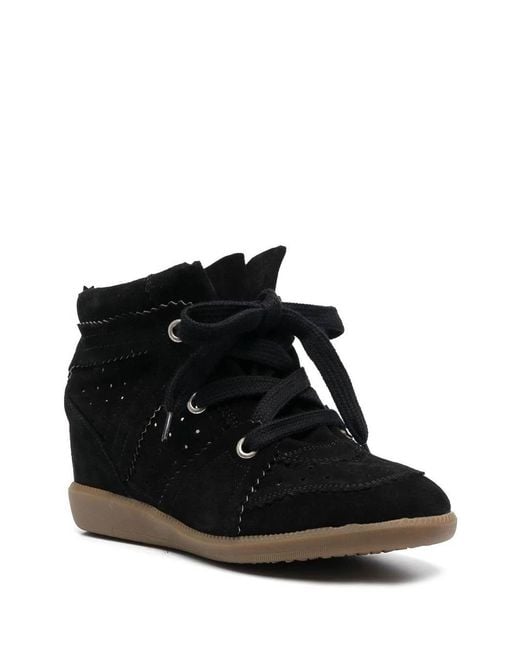 Isabel Marant Black Wedge-Heel Lace-Up Sneakers