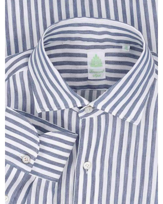 Finamore 1925 Blue Striped Shirt for men