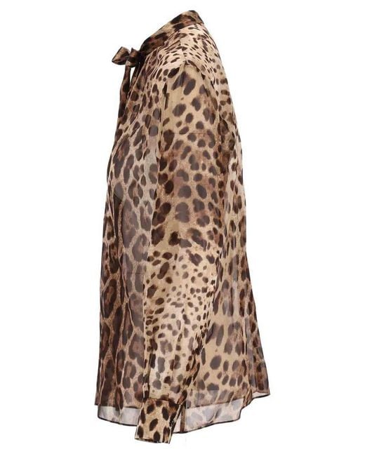 Dolce & Gabbana Brown Leopard Print Chiffon Shirt