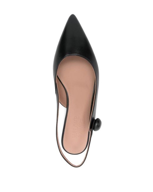 Malone Souliers Black Palmer 10 Flat Sling Back