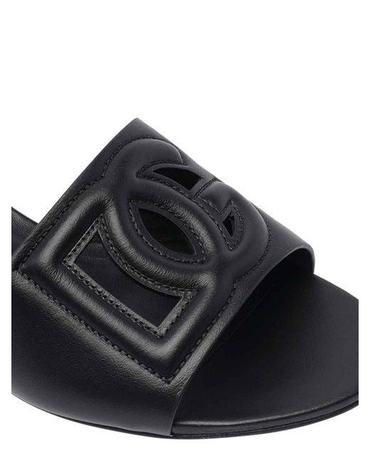 Dolce & Gabbana Black Logo Heeled Sandals