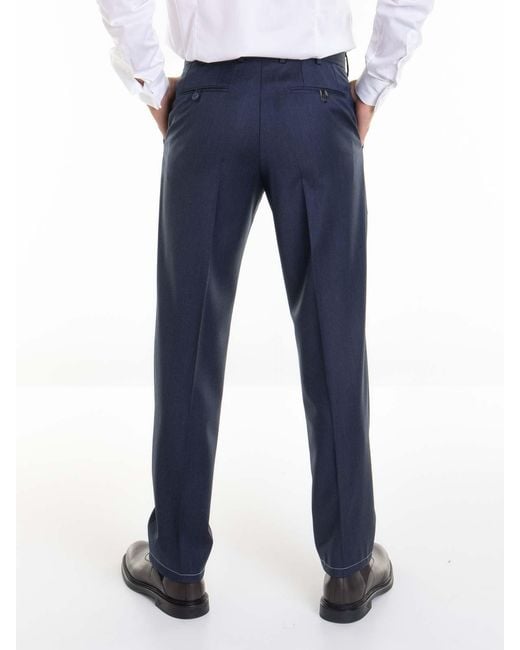 Brioni Blue Zip Back Pocket Pants for men