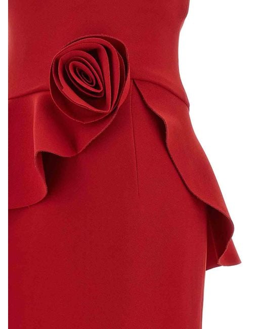 ROTATE BIRGER CHRISTENSEN Red 3D Floral Detail Dress
