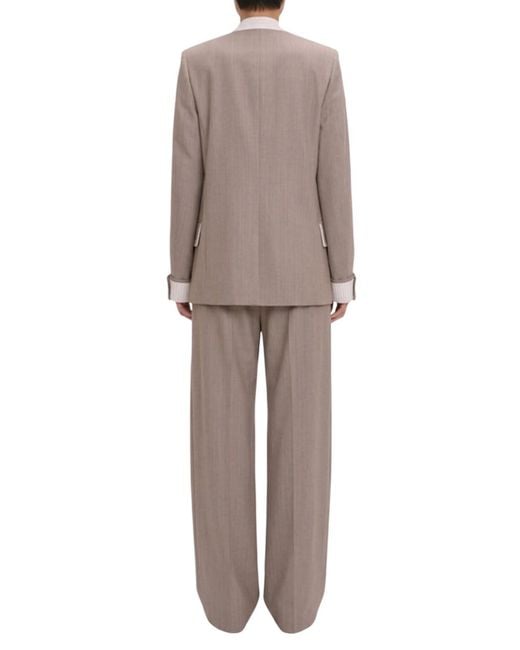 Victoria Beckham Brown Limestone-Colored Herringbone Virg
