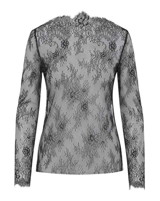 Alberta Ferretti Gray Lace Ls T-Shirt