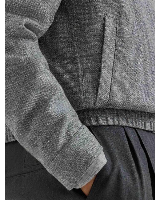 Brunello Cucinelli Gray Hopsack Jacket for men