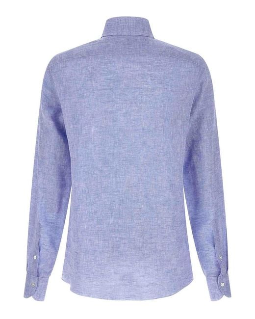 Borriello Blue Linen Blouse for men
