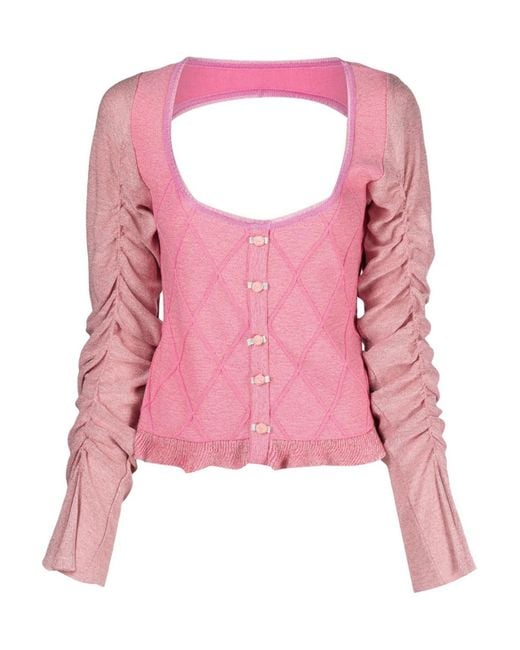 Cormio Pink Cardigan With Button Roses