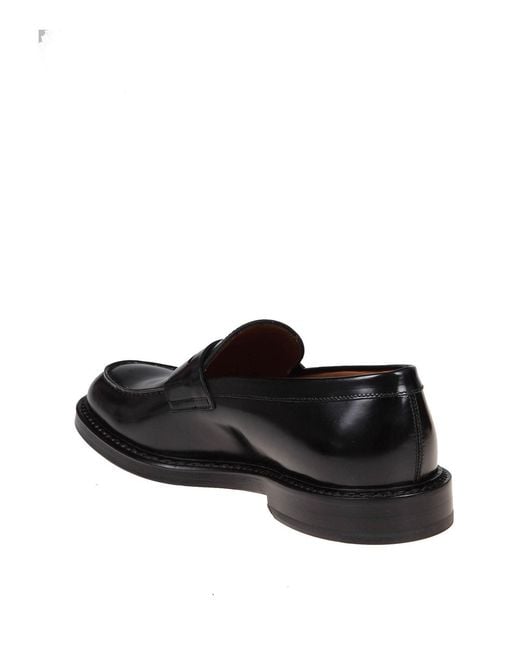 Doucal's Black Doucals Leather Moccasin for men