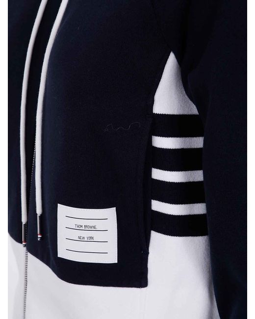 Thom Browne Black Blouson Zip Up Hoodie W/ Engineered 4 Bar