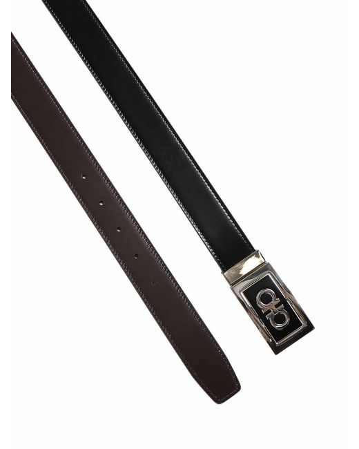 Ferragamo White Reversible Gancini Belt for men
