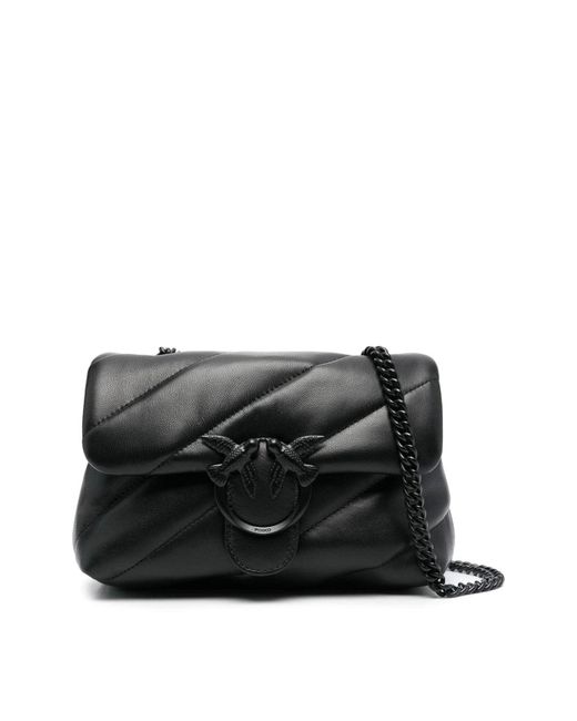 Pinko Black Mini Love Puff Bag Quilted Flap Chain