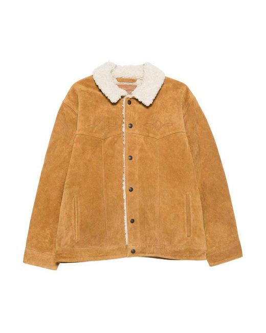 Levi's Brown Suede Jacket With Plush Shearling Collar for men