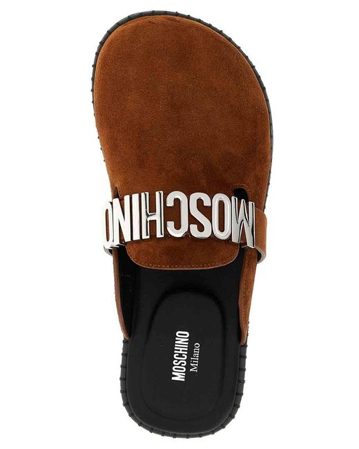 Moschino Brown Suede Sabots