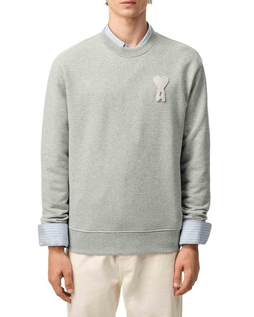 AMI Gray Ami De Coeur Cotton Knit Sweatshirt for men