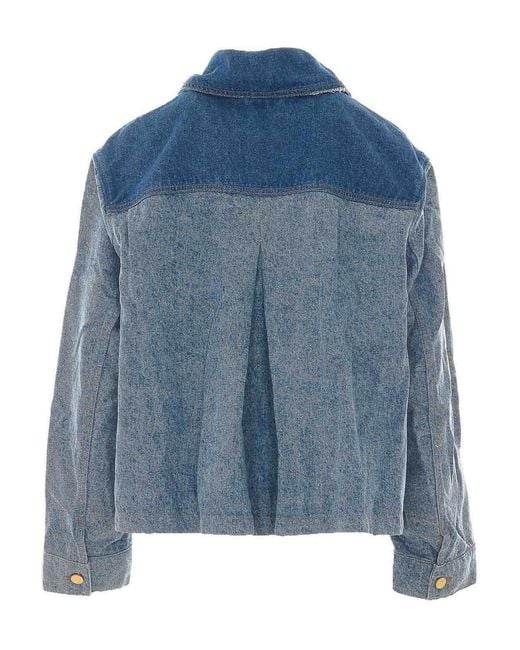 Ganni Blue Denim Patchwork Denim Jacket