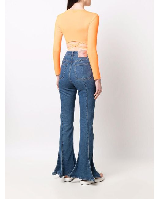 MSGM White Wrap Knitted Crop Top
