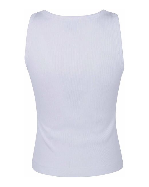 Casablanca White Ribbed Tank Top