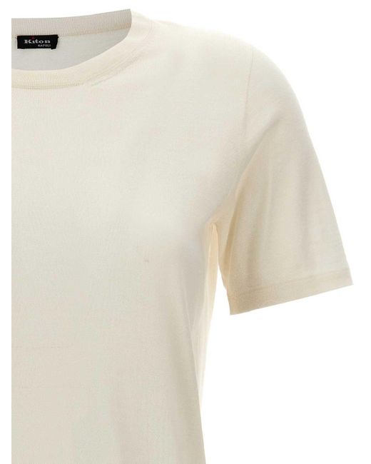 Kiton White Silk Cashmere T-shirt