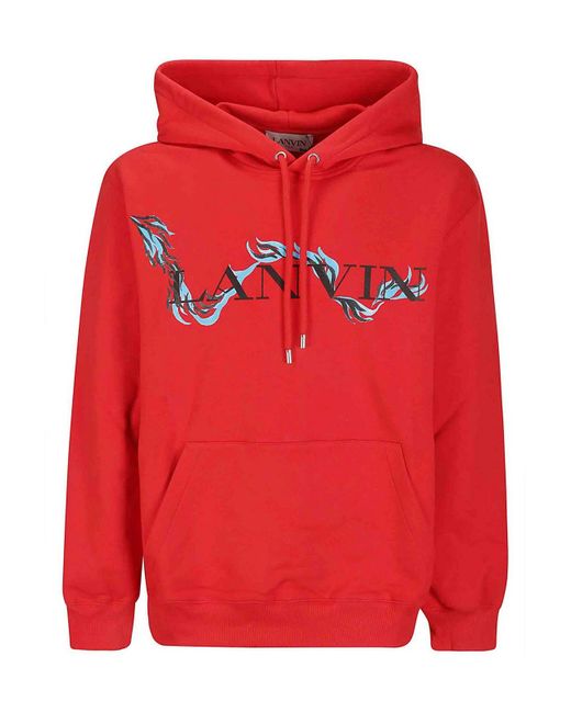 Lanvin Red Oversized Hoodie for men