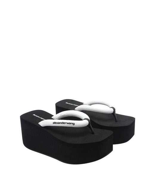 Alexander Wang Black Jenna Thong Platform Sandals