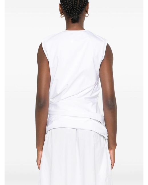 Jil Sander White Sm Knot Waist Top