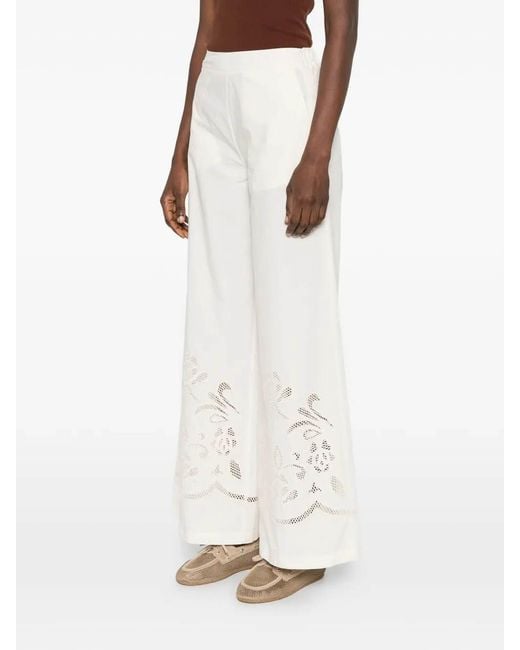 Forte_forte White Lunamaris Embroidery Co Popline Cropped Pants