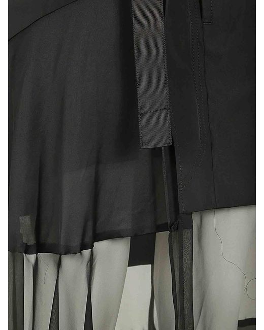 Sacai Black Fabric Combo Skirt