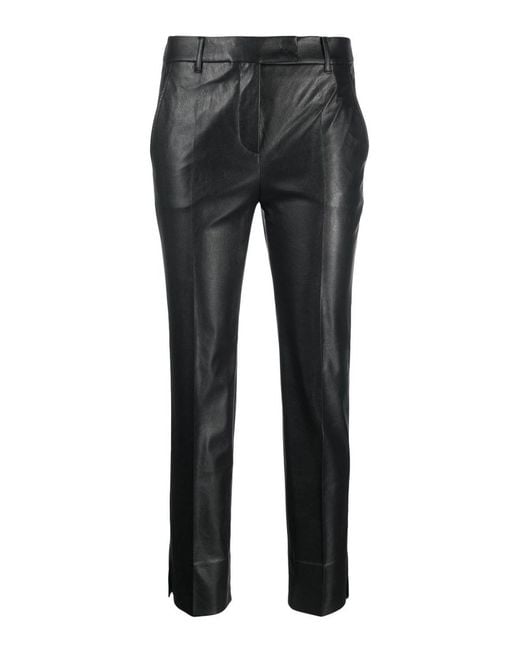 Incotex Gray Stretch Faux Leather Slim Fit Trousers